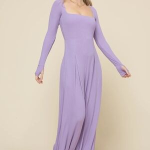 Go With The Flow Long Sleeve Jumpsuit - Lavender Haze
